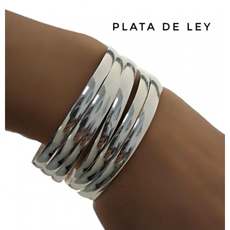 Pulseras semanario liso de Plata 5mm ancho y 60mm diámetro (Talla S)